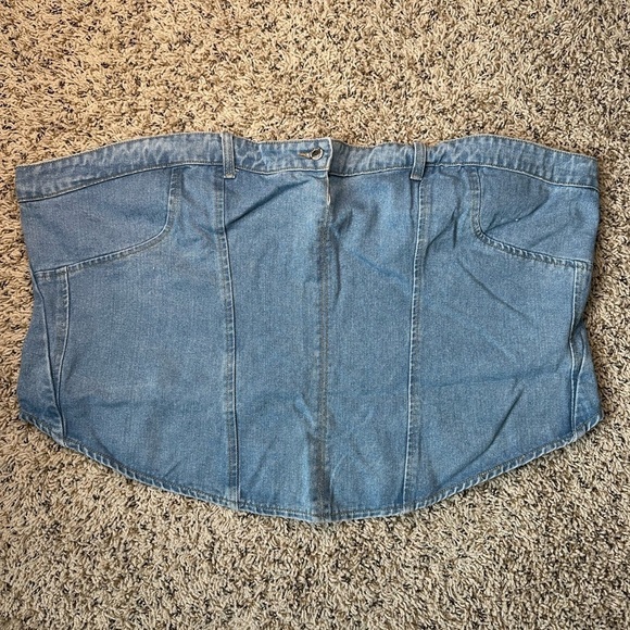 PrettyLittleThing Tops - PrettyLittleThing Denim Blue Corset Top, size 26
